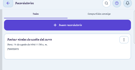 Recordatorio pendiente en Ogii